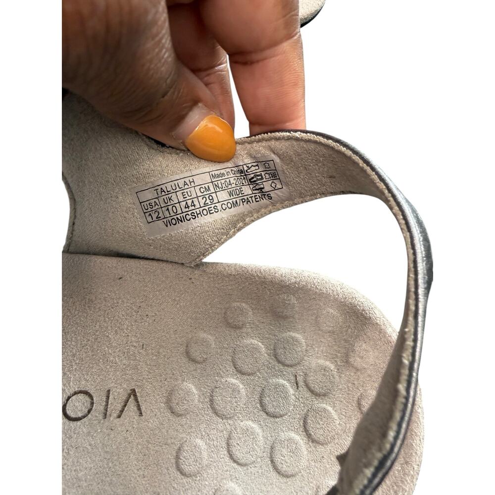 Vionic Talulah‎ Leather Sandals Silver Women's Orthopedic Strappy Comfy Size 12 - Picture 8 of 10